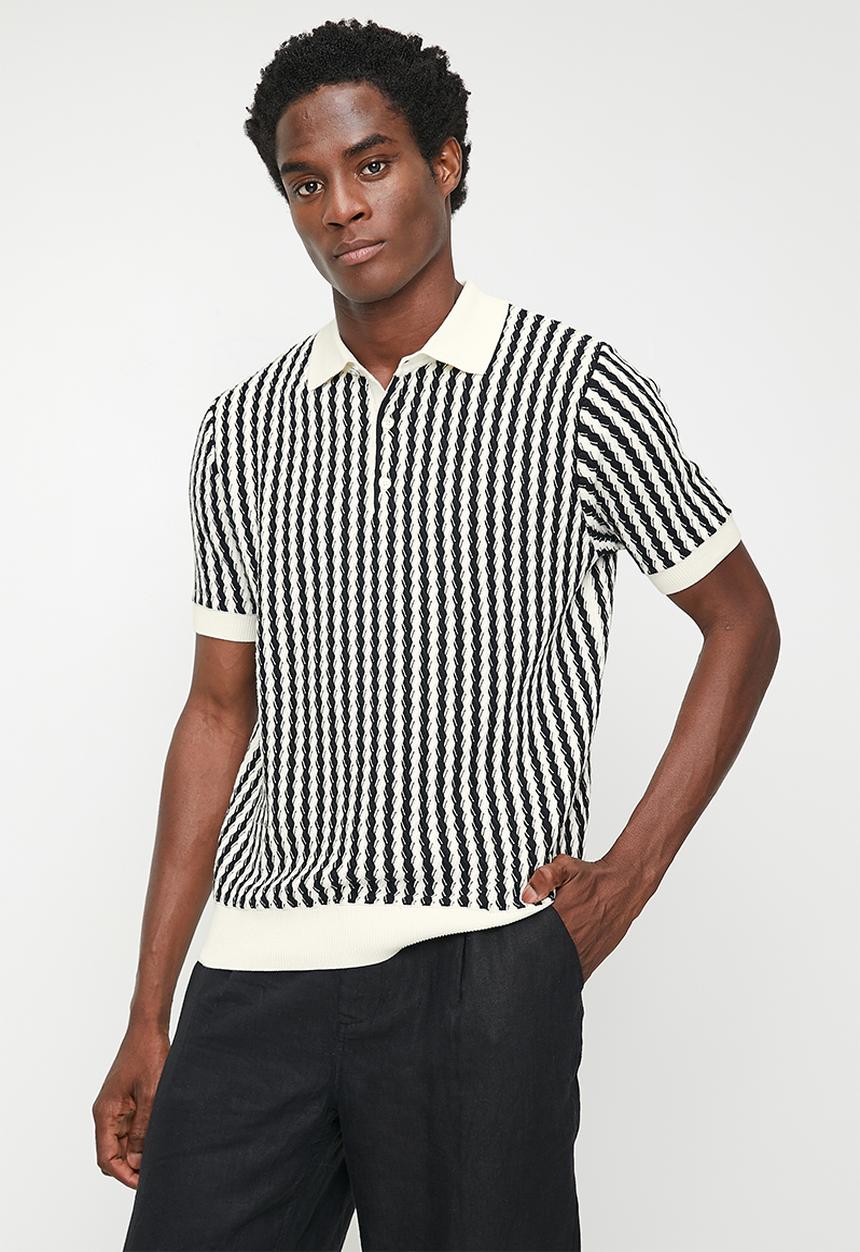 Ben Sherman - All Over Diamond Textured Polo - Ivory