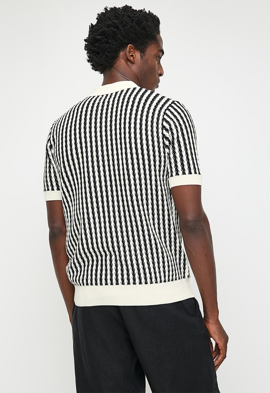 Ben Sherman - All Over Diamond Textured Polo - Ivory