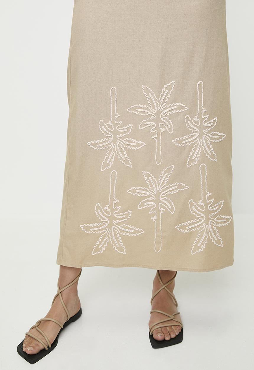 Superbalist - Linen look asym midi dress - neutral