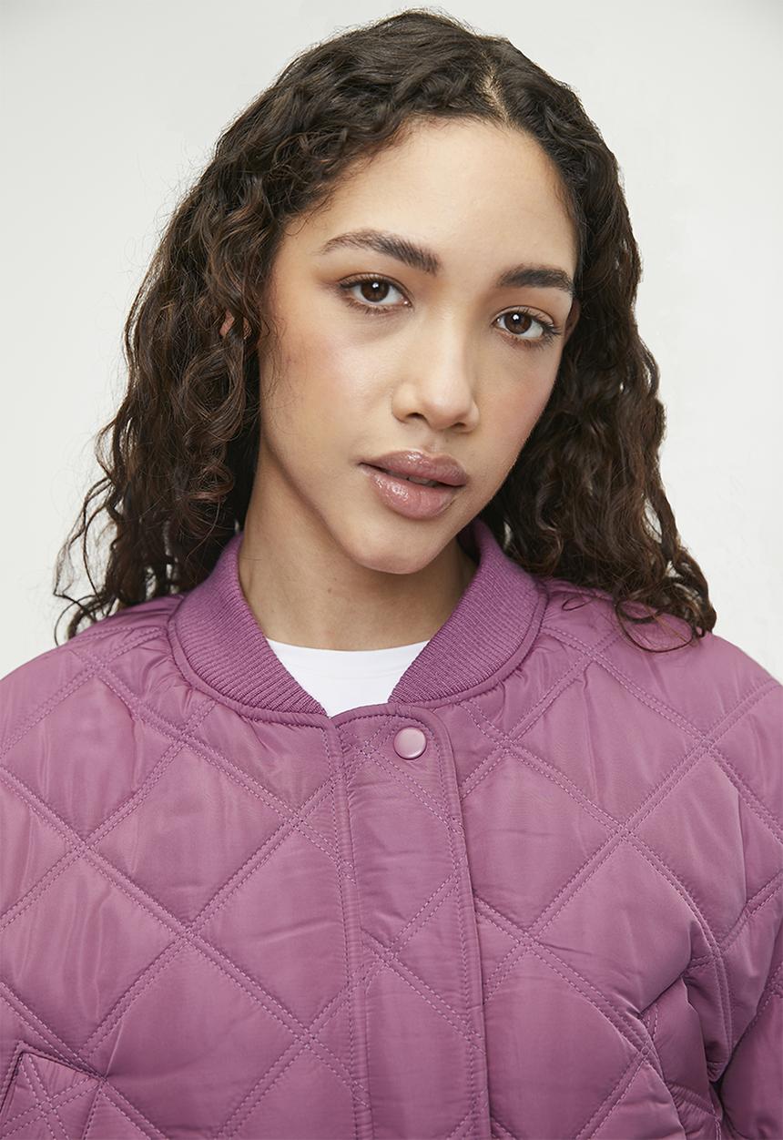 Cotton On - Quilted Rib Bomber Jacket-Red Violet