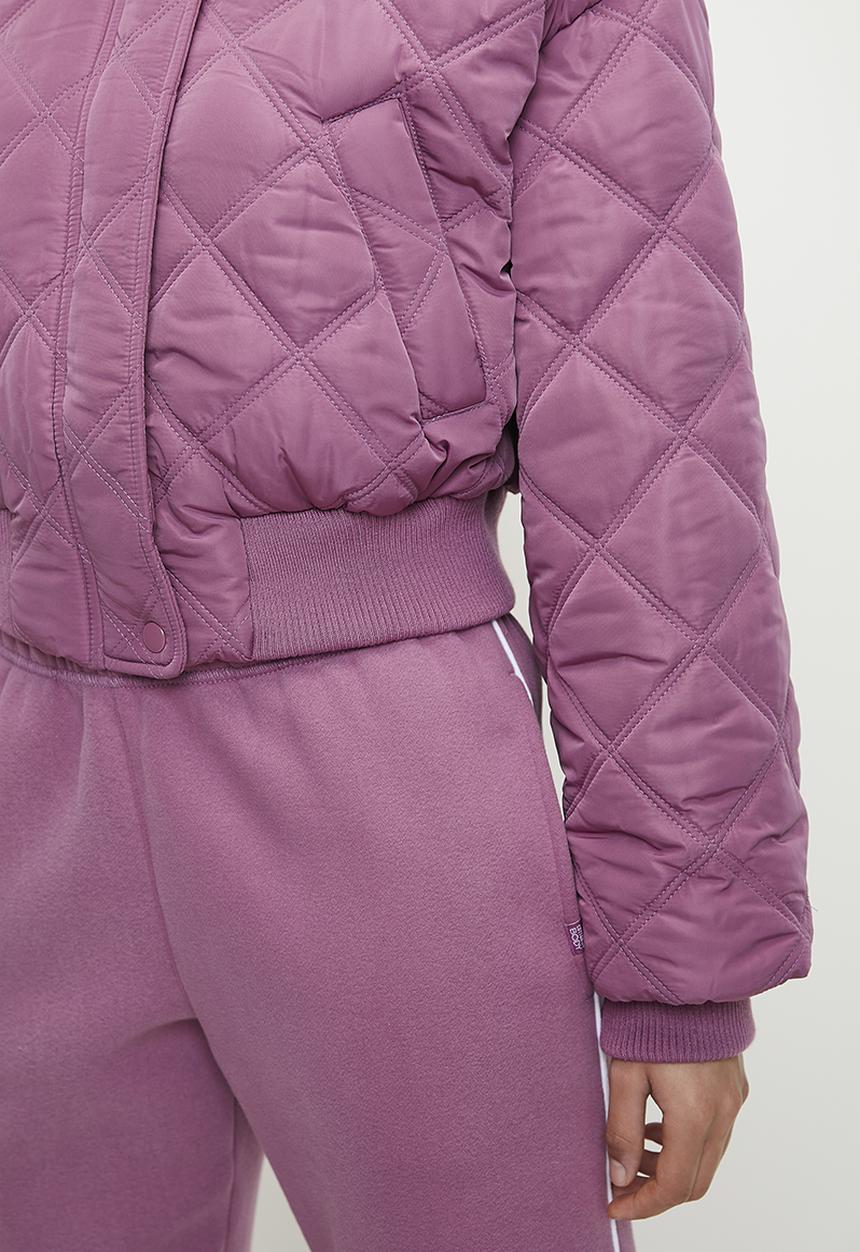 Cotton On - Quilted Rib Bomber Jacket-Red Violet