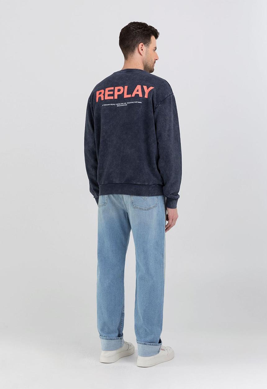 Replay - Felpa Relaxed - Blue Denim
