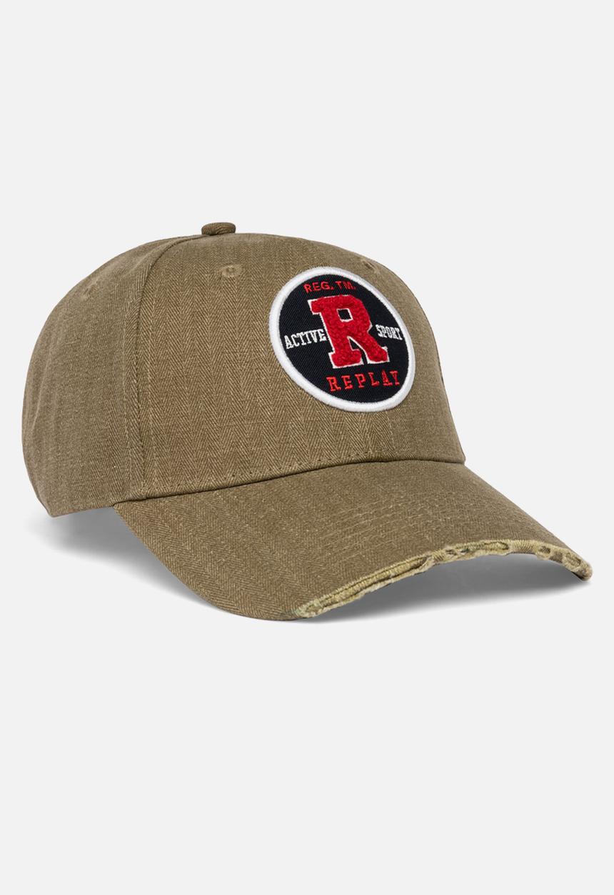 Replay - Herringbone cotton + broken part peak cap - dirty military green