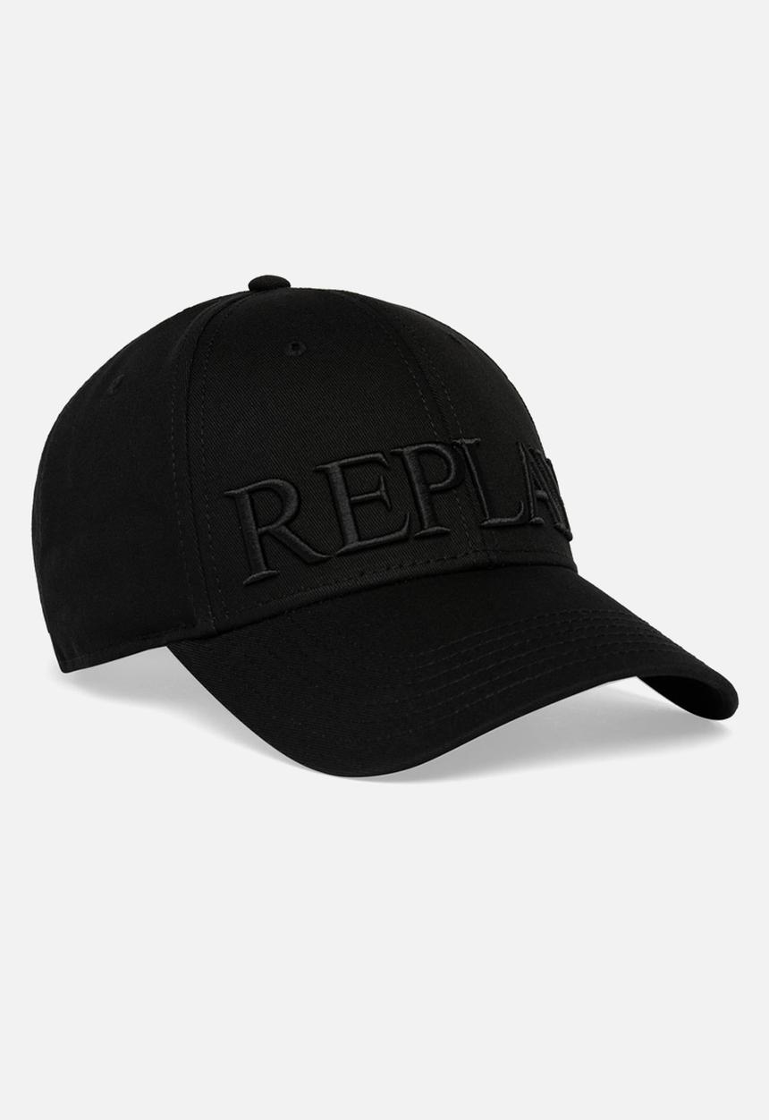 Replay - Heavy cotton twill peak cap - total black