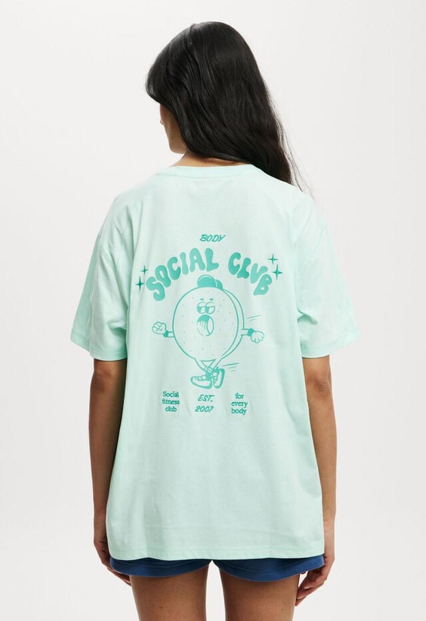 Cotton On - Active graphic tshirt - ice green/ social club