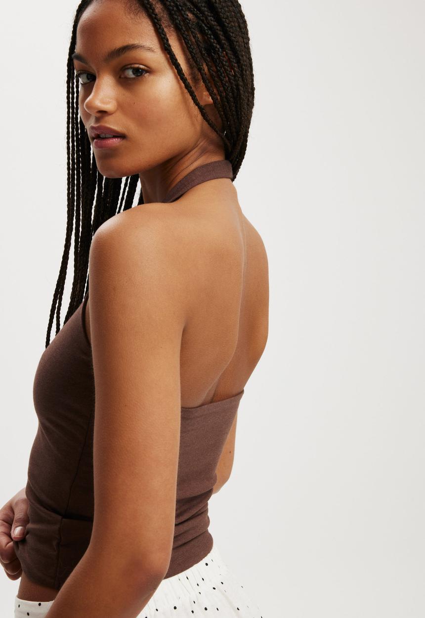 Cotton On - All Day V Neck Halter - Chocolate