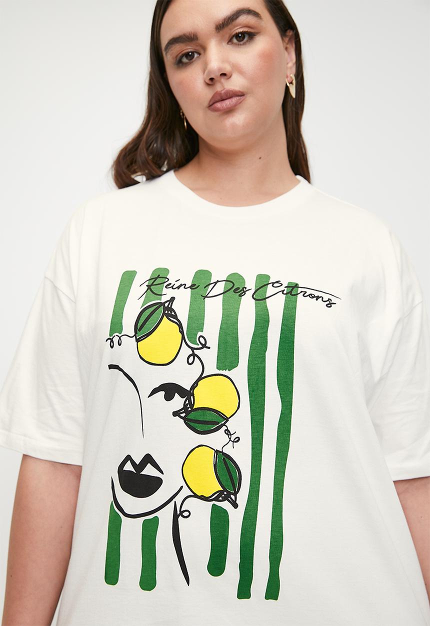 Superbalist - Yellow face tee plus - ecru