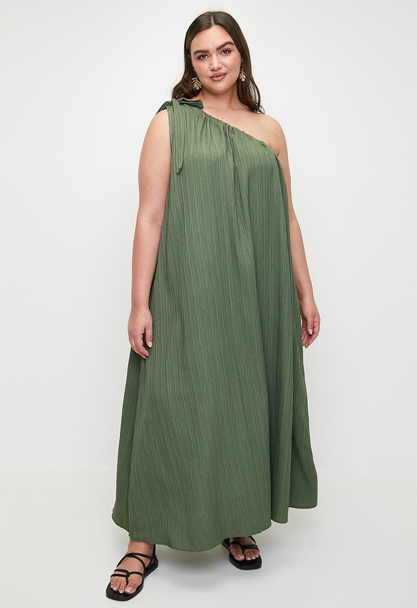 Superbalist - Laundred Linen Asym Trapeze Maxi Dress - Green