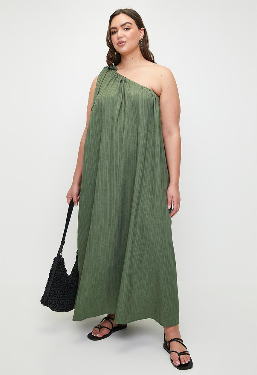 Superbalist - Laundred Linen Asym Trapeze Maxi Dress - Green