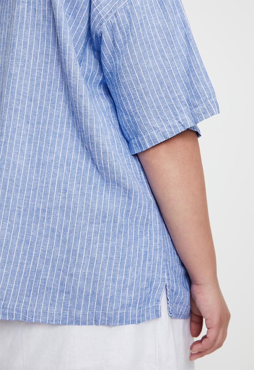 Cotton On - Plus Haven Short Sleeve Shirt - Asher Stripe Blue