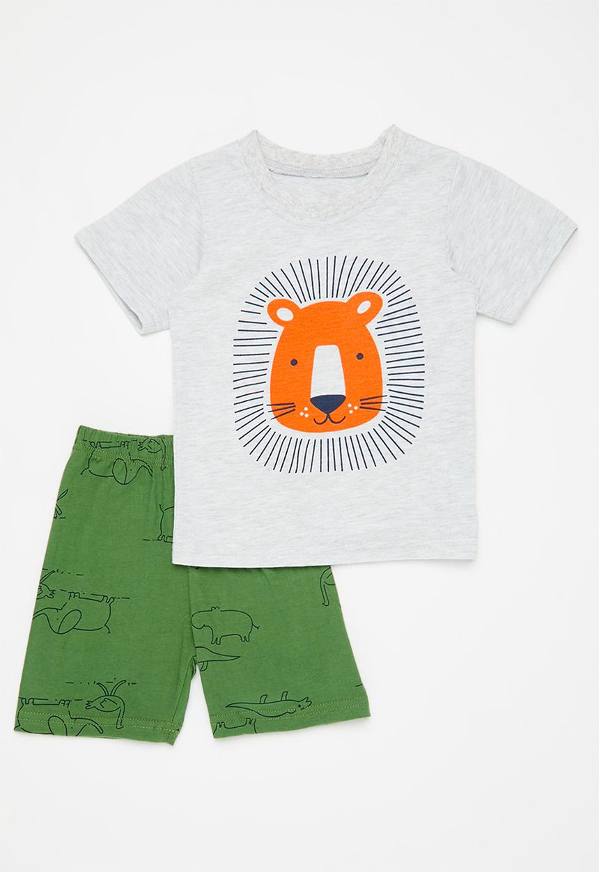 Pop Candy - Printed pj set - grey & green