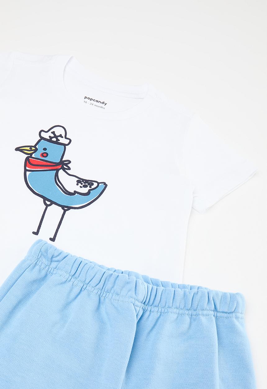 Pop Candy - Tee & short set - light blue & white