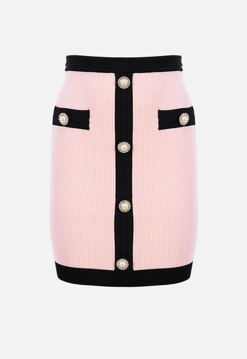 SISSY BOY - Francina: Knitted Skirt With Button Details - Light Pink