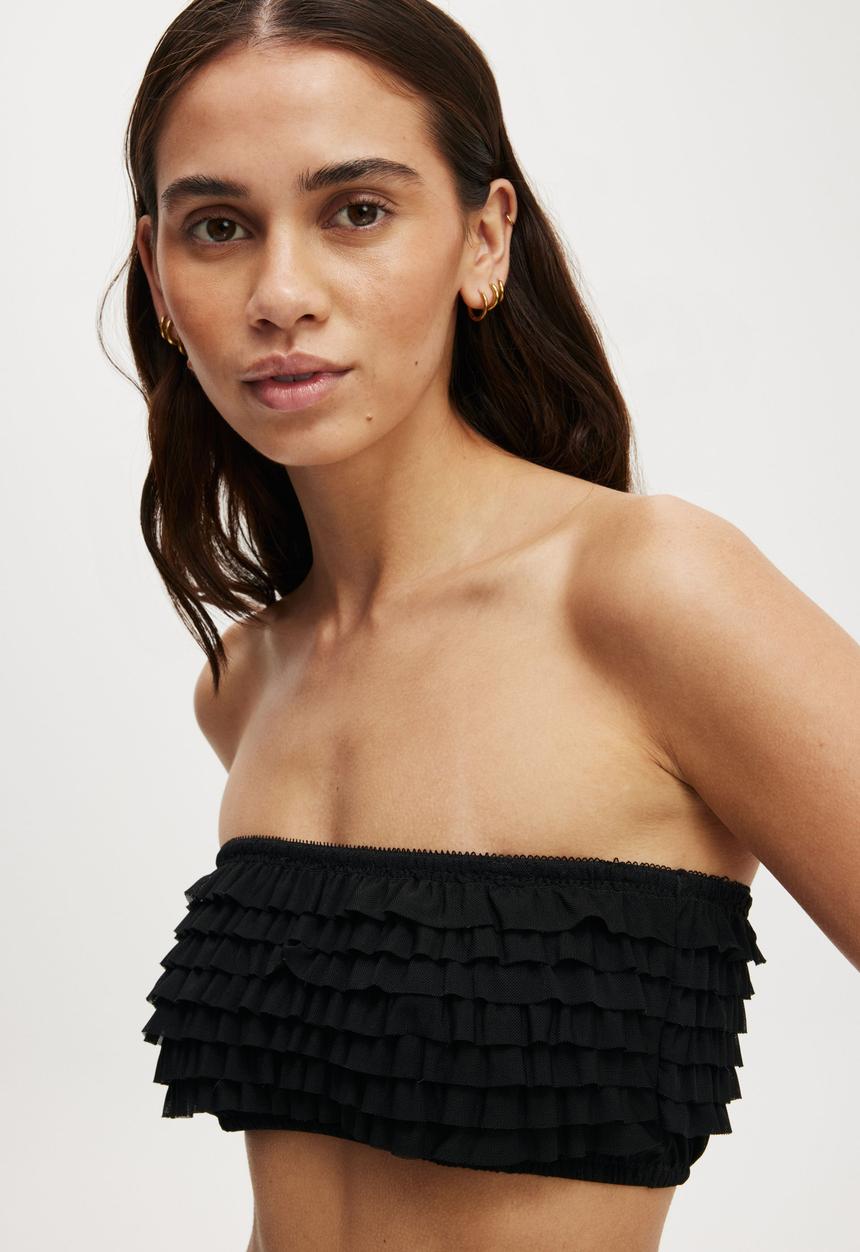 Cotton On - Rara Ruffle Bandeau - Black