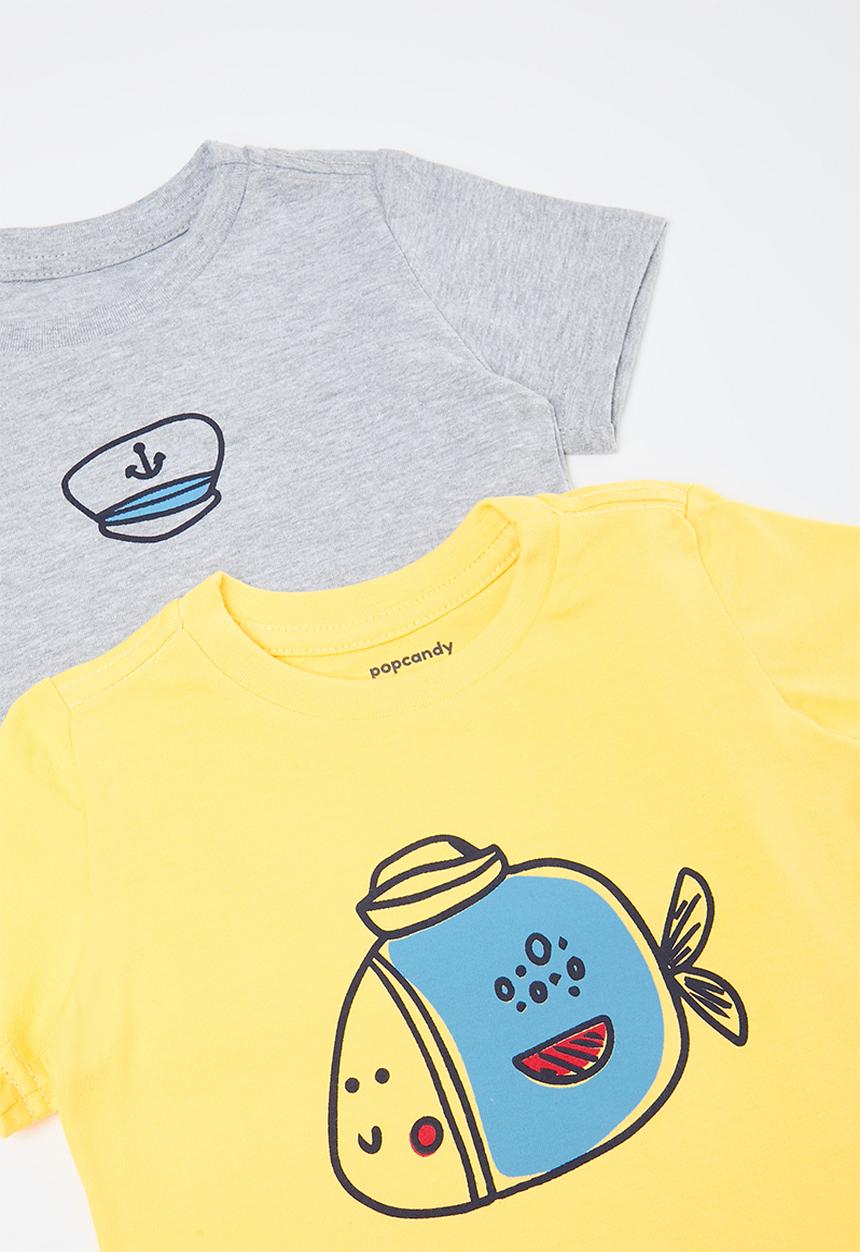 Pop Candy - 2 Pack tee - grey & yellow