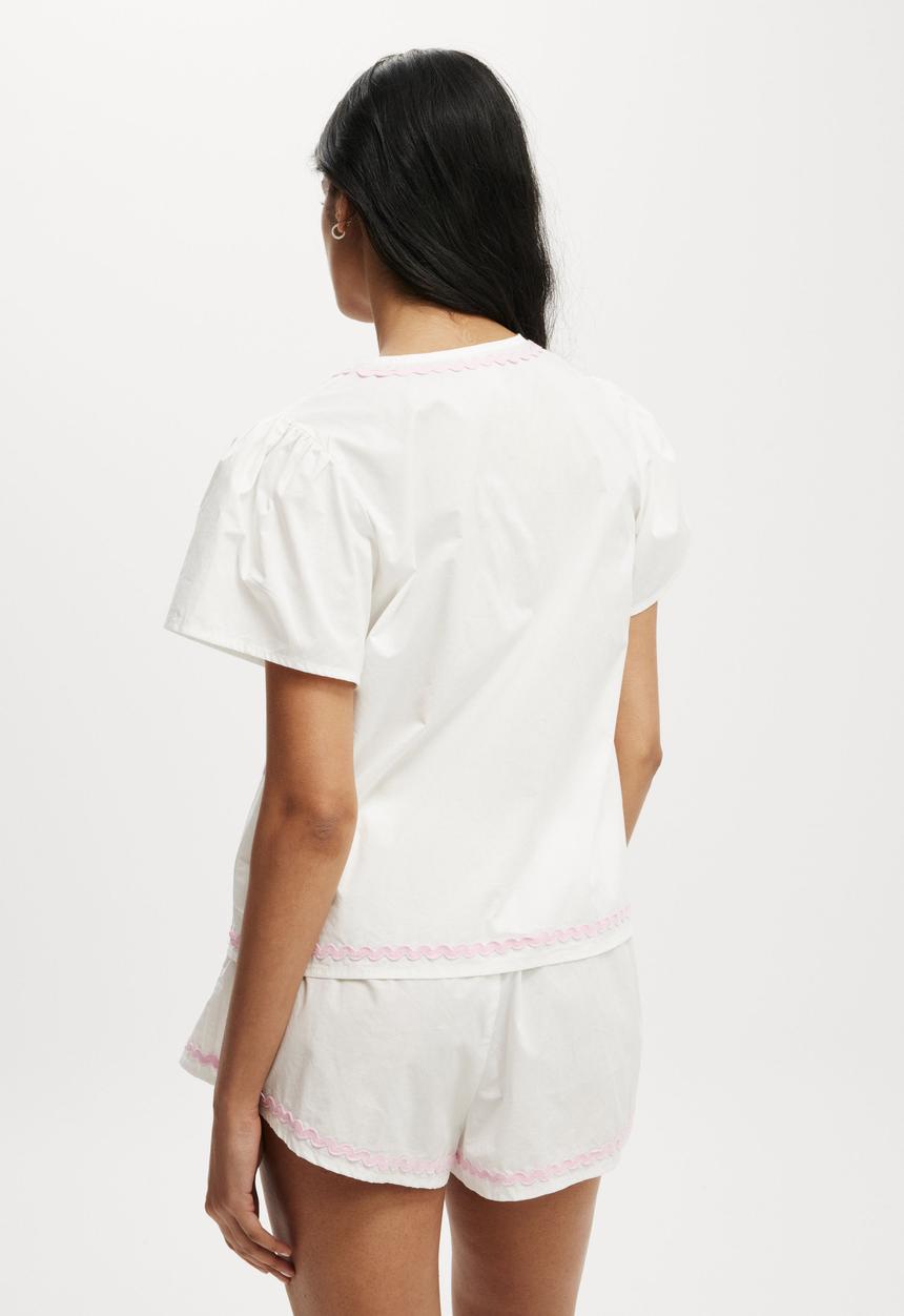 Cotton On - Winnie Woven Sleep Set - Coconut Milk/Pink