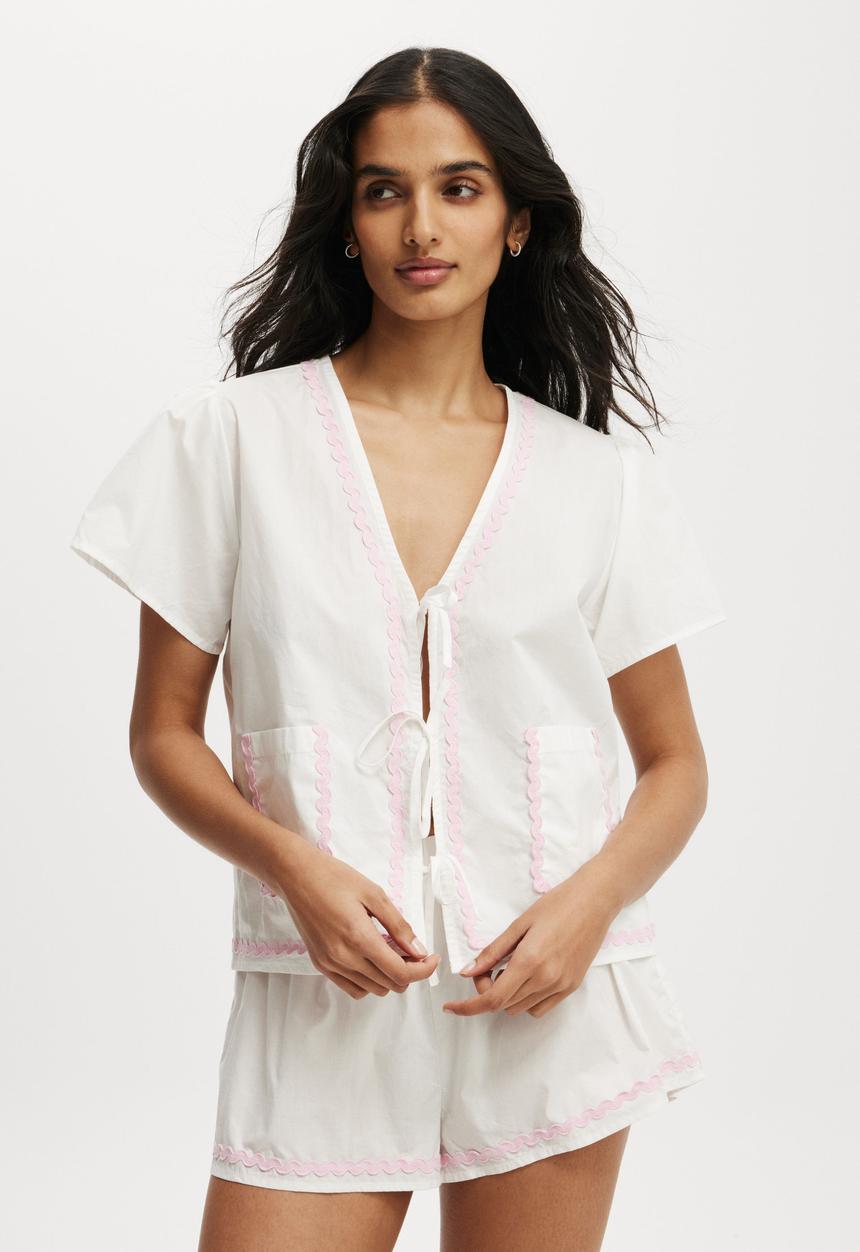Cotton On - Winnie Woven Sleep Set - Coconut Milk/Pink