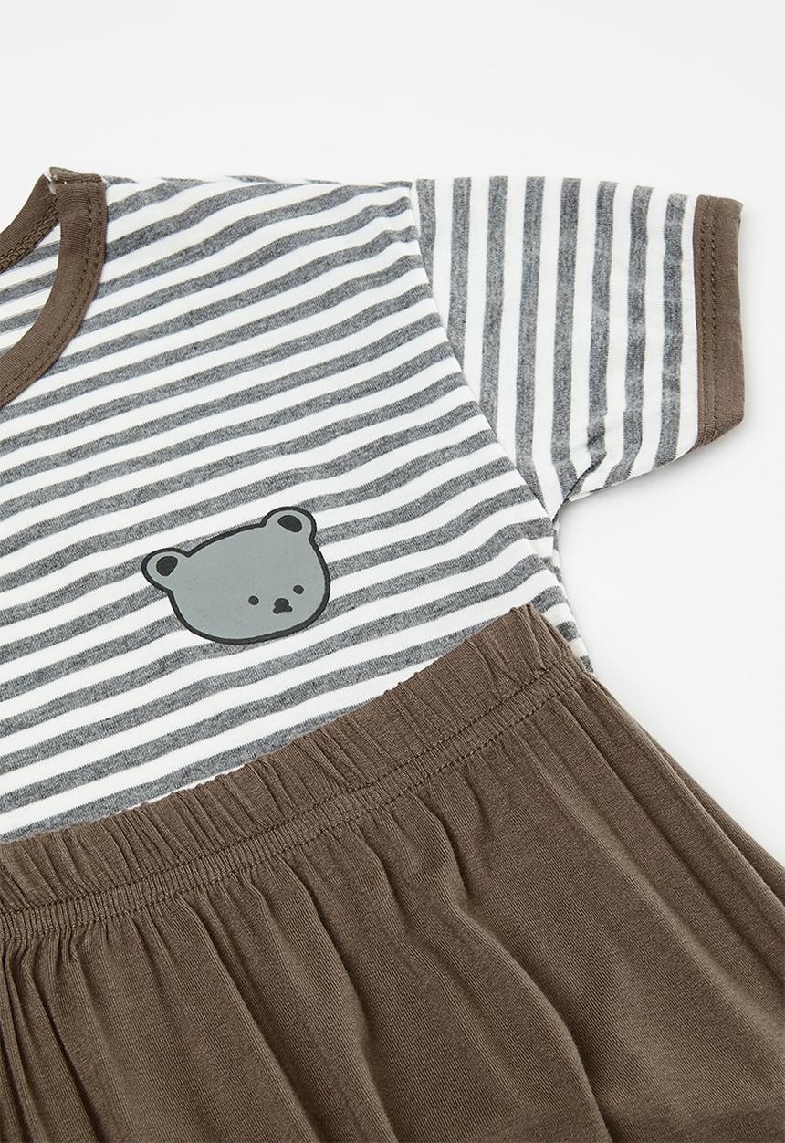 Pop Candy - Striped tee & pants set - brown