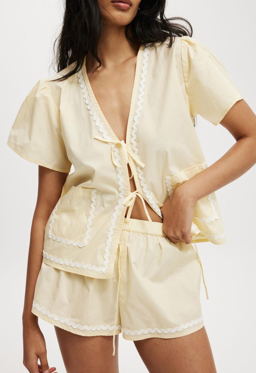 Cotton On - Winnie Woven Sleep Set - Yellow Dream/White