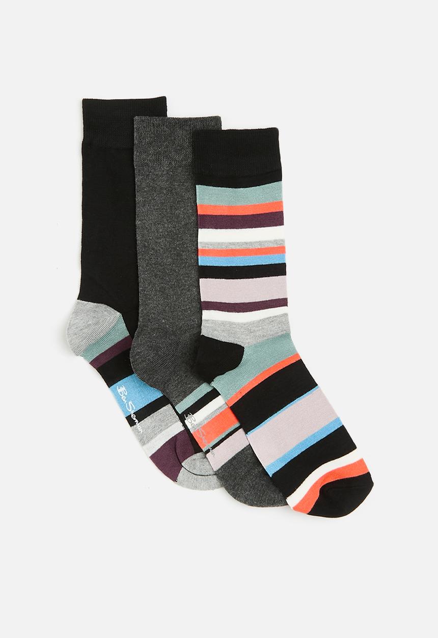 Ben Sherman - Bs Socks Chetak 3 Pack - Charcoal/Blk Stripe