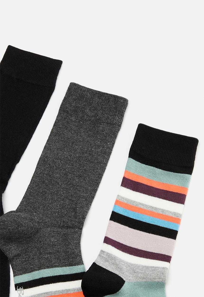 Ben Sherman - Bs Socks Chetak 3 Pack - Charcoal/Blk Stripe