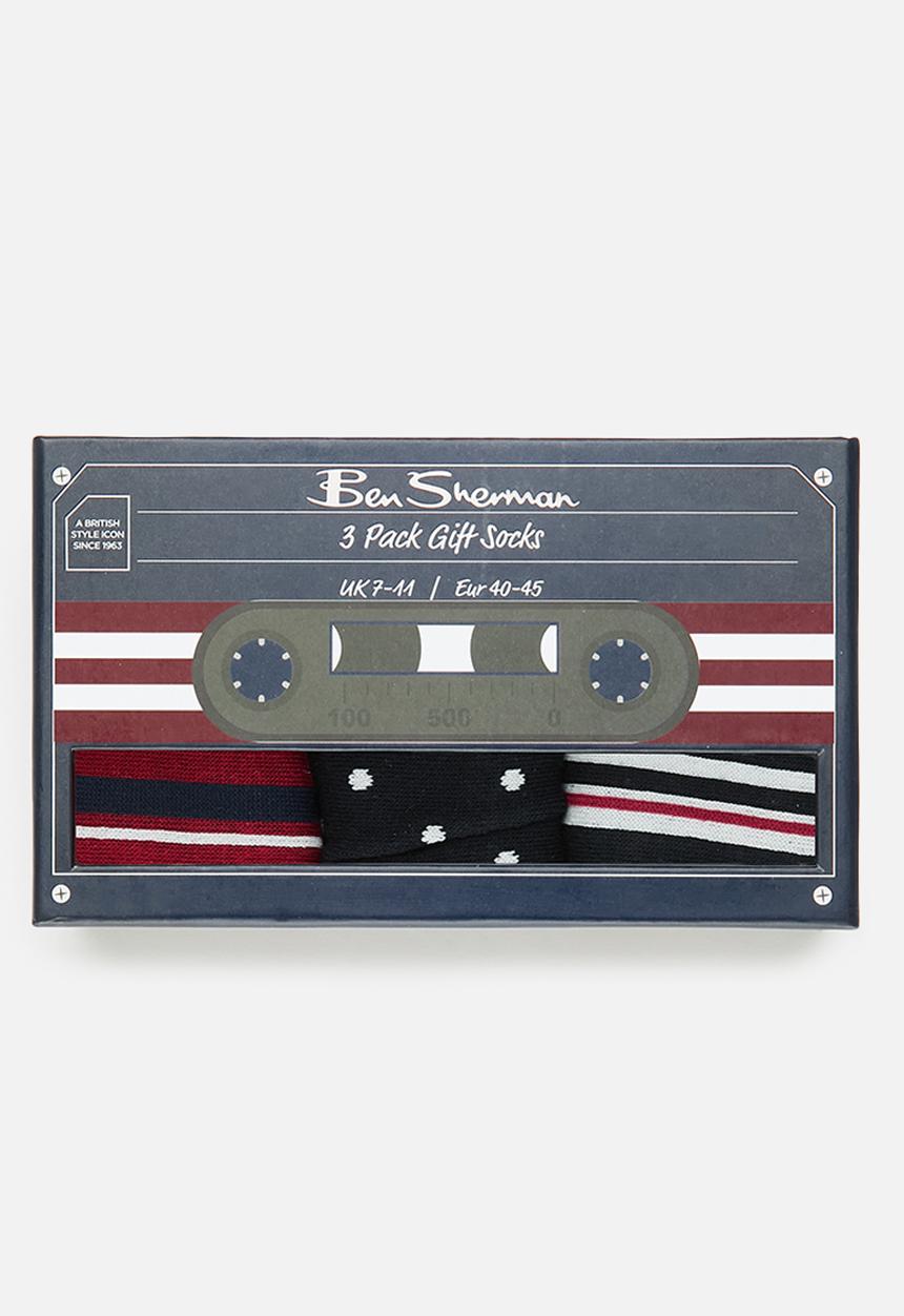 Ben Sherman - Bs Gift Socks Dapperling 3 Pack - Navy & Red