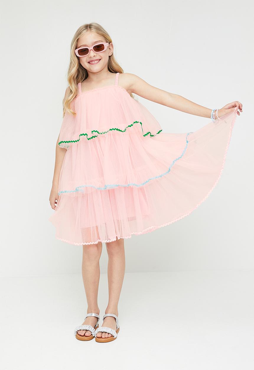 Pop Candy - Tiered mesh dress - pink 