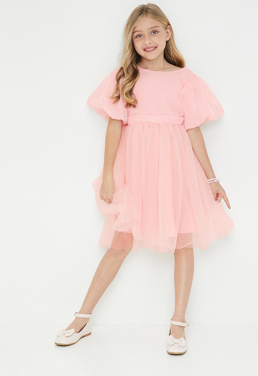 Pop Candy - Puff sleeve mesh dress - pink