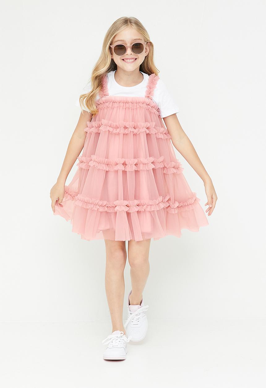 Pop Candy - Tiered mesh dress - pink