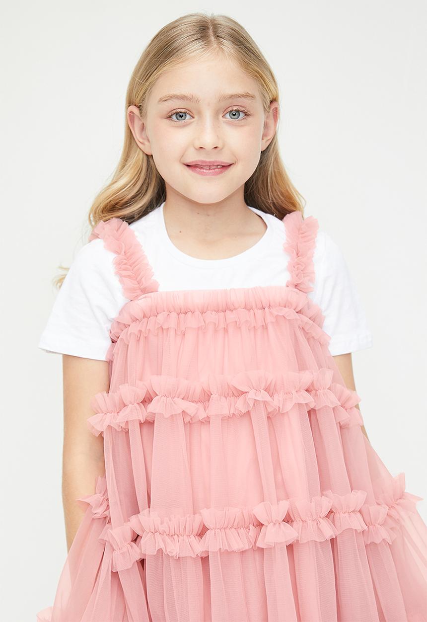 Pop Candy - Tiered mesh dress - pink