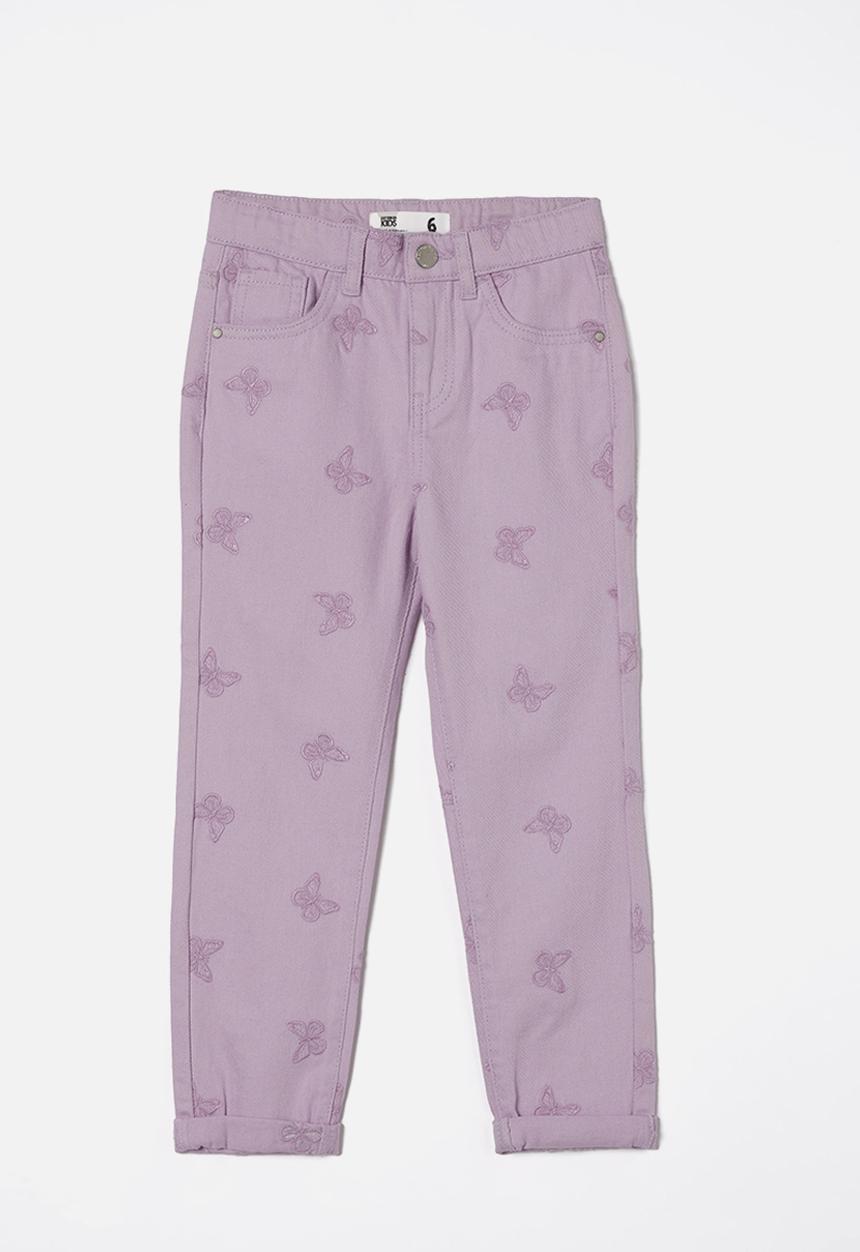 Cotton On - India mom jean - lilac drop/butterfly embroidery