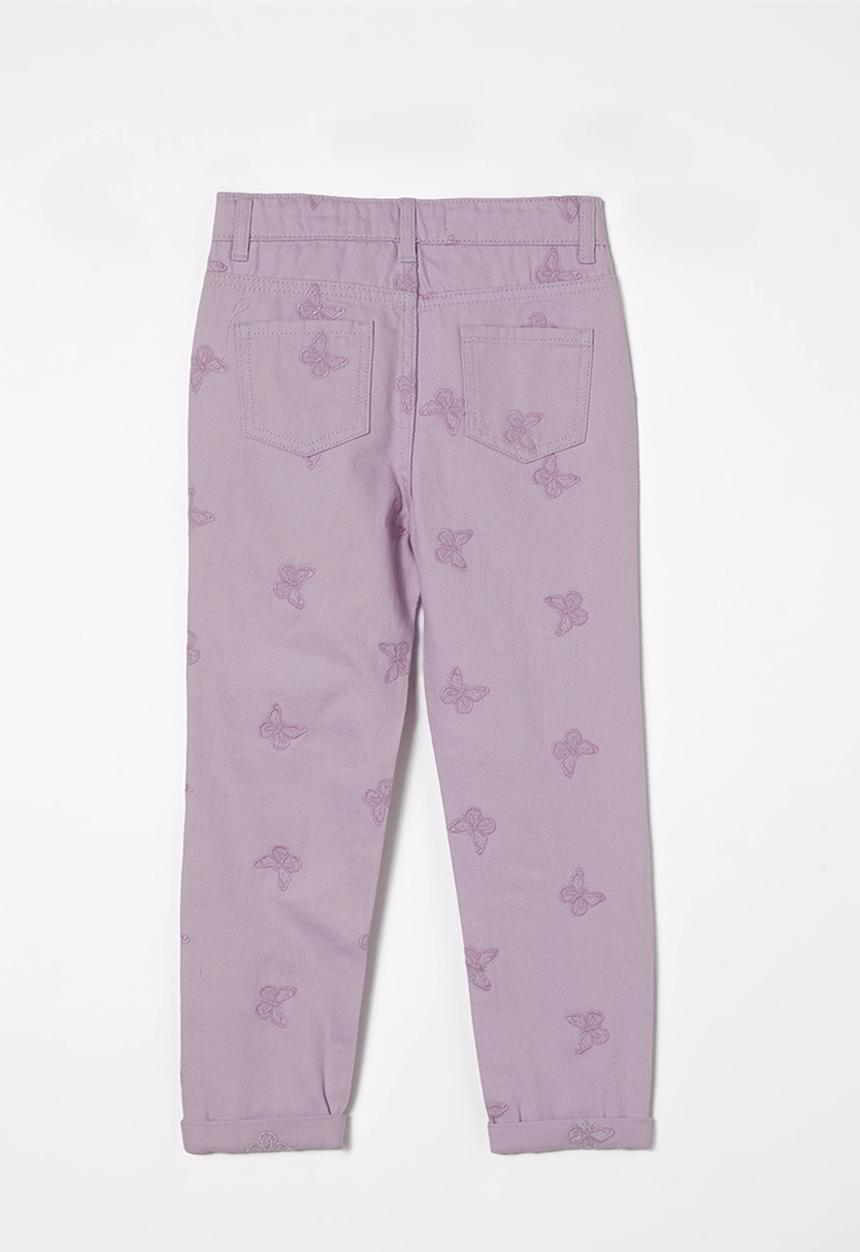 Cotton On - India mom jean - lilac drop/butterfly embroidery