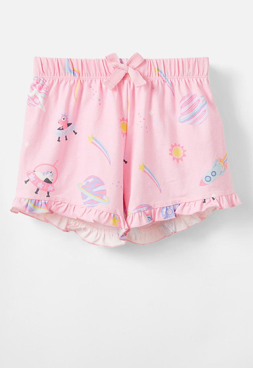 Cotton On - Stacey short sleeve flutter pyjama set - blush pink/unicorn space glow