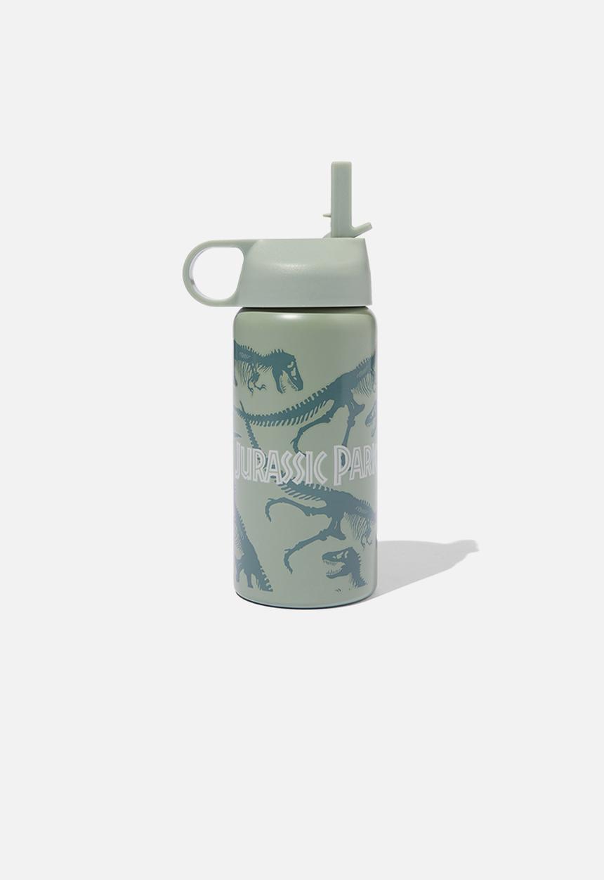 Cotton On - Kids metal drink bottle - lcn uni jurassic park/deep sage