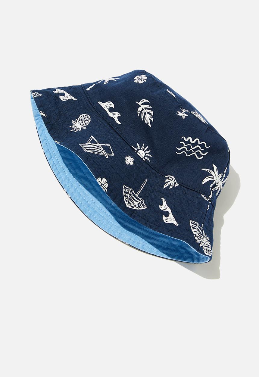 Cotton On - Kids reversible bucket hat - beach club/dusk blue