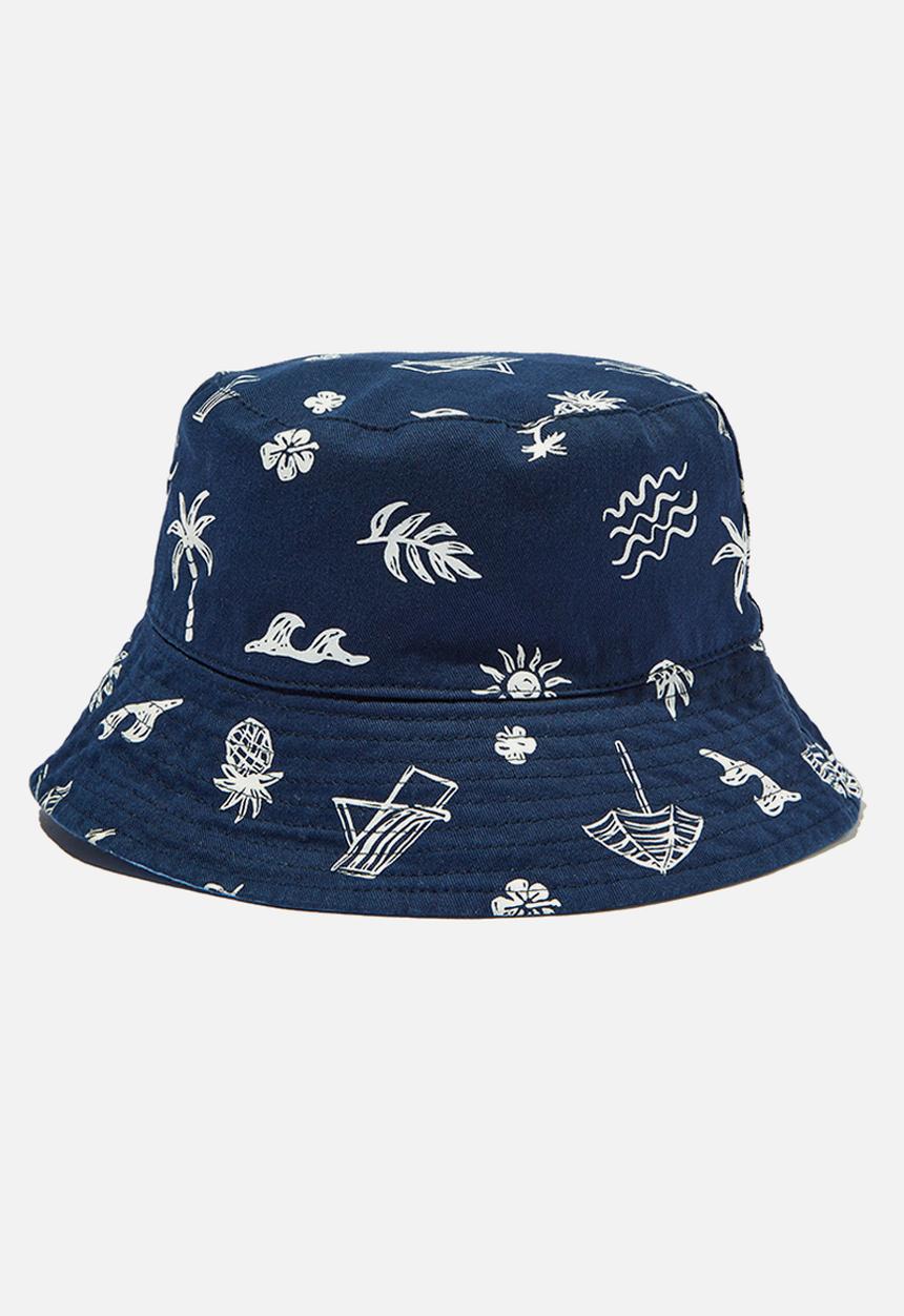 Cotton On - Kids reversible bucket hat - beach club/dusk blue