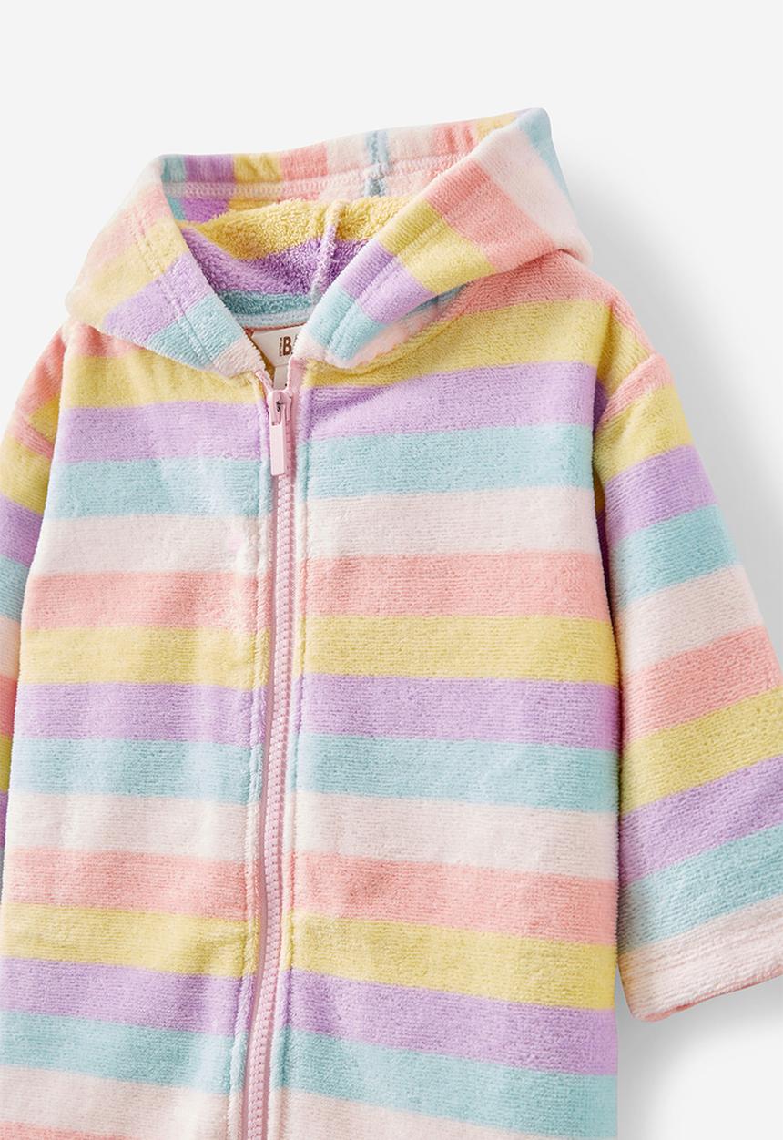 Cotton On - Baby zip through hooded towel - multi/rainbow stripe