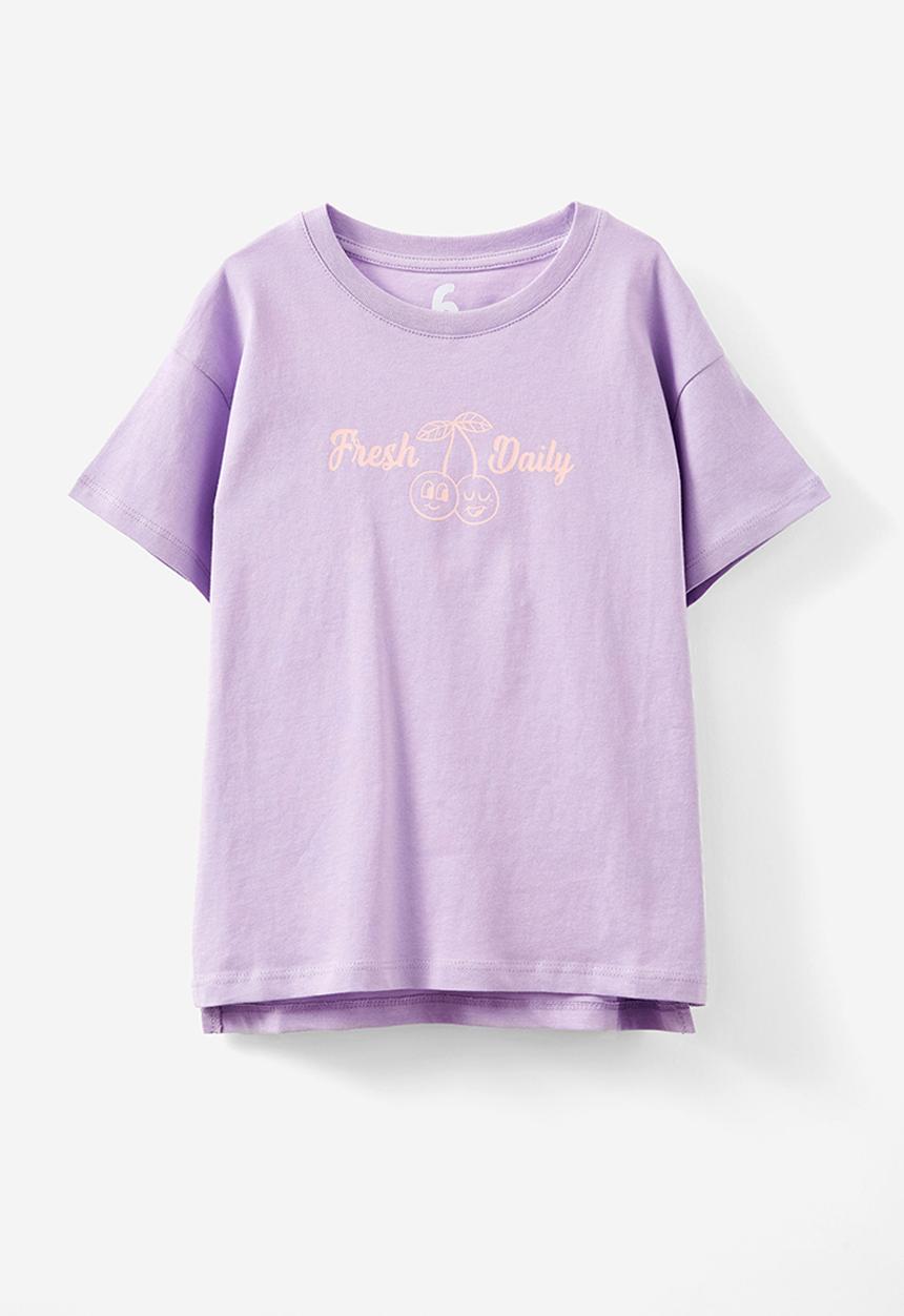 Cotton On - Poppy short sleeve print tee - lilac drop/fruit