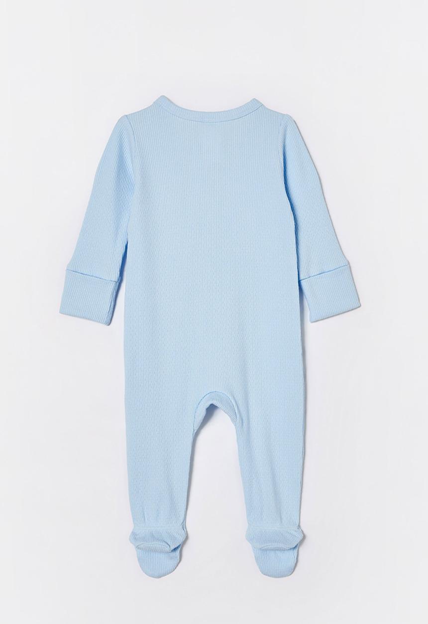 Cotton On - Organic pointelle zip romper - white water blue