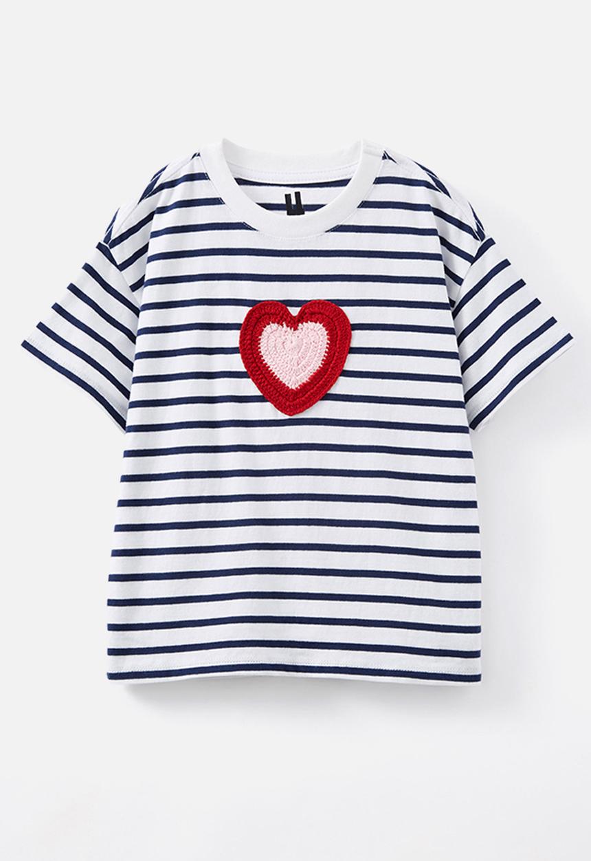 Cotton On - Livvy lux short sleeve tee - white in the navy stripe/heart
