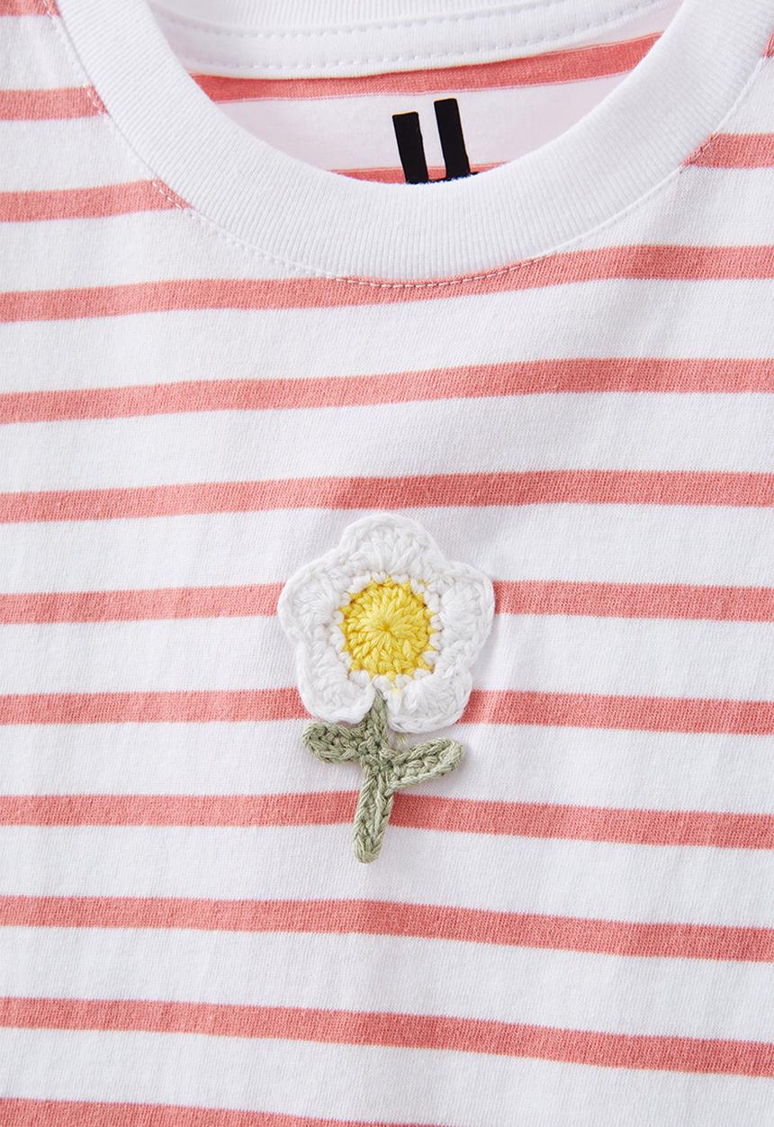 Cotton On - Livvy lux short sleeve tee - white clay pigeon stripe/flower