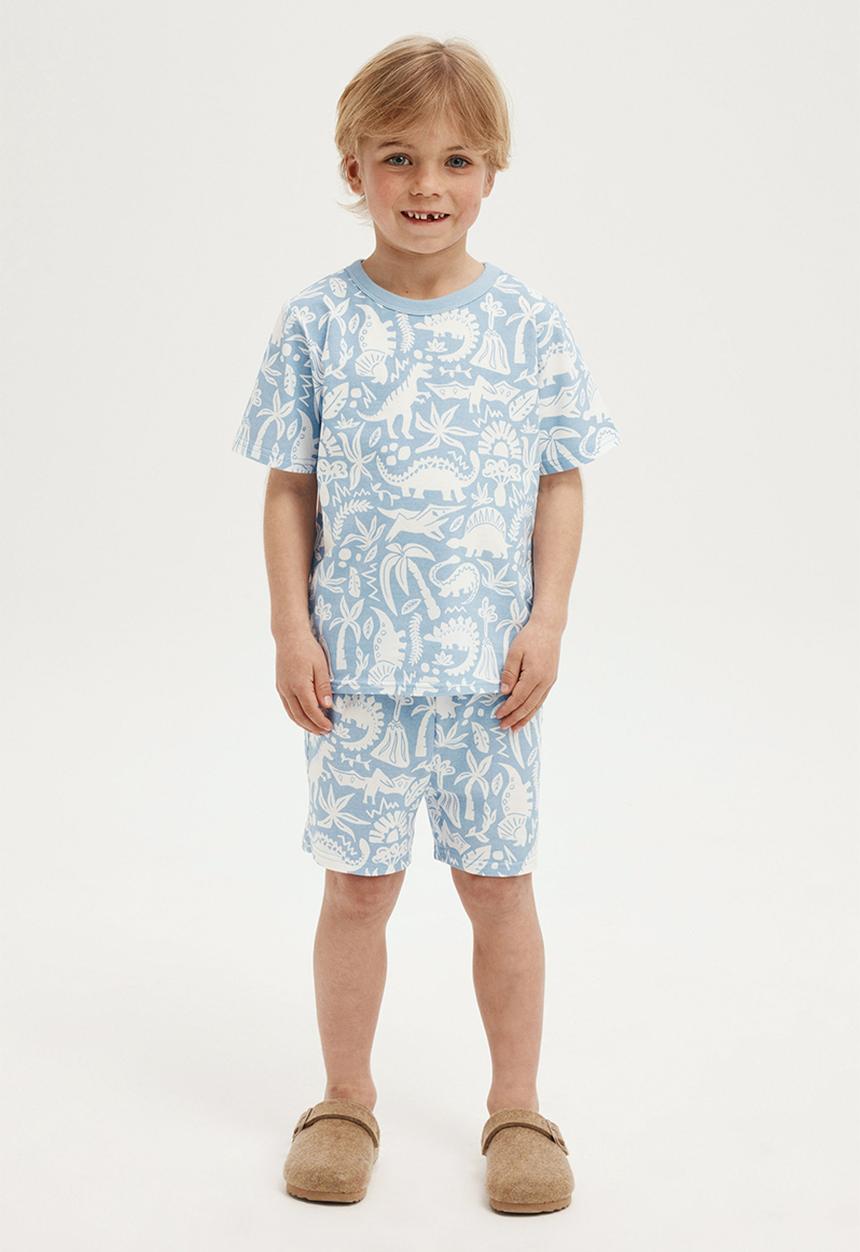 Cotton On - Jordan short sleeve pyjama set - dusk blue/dino fields