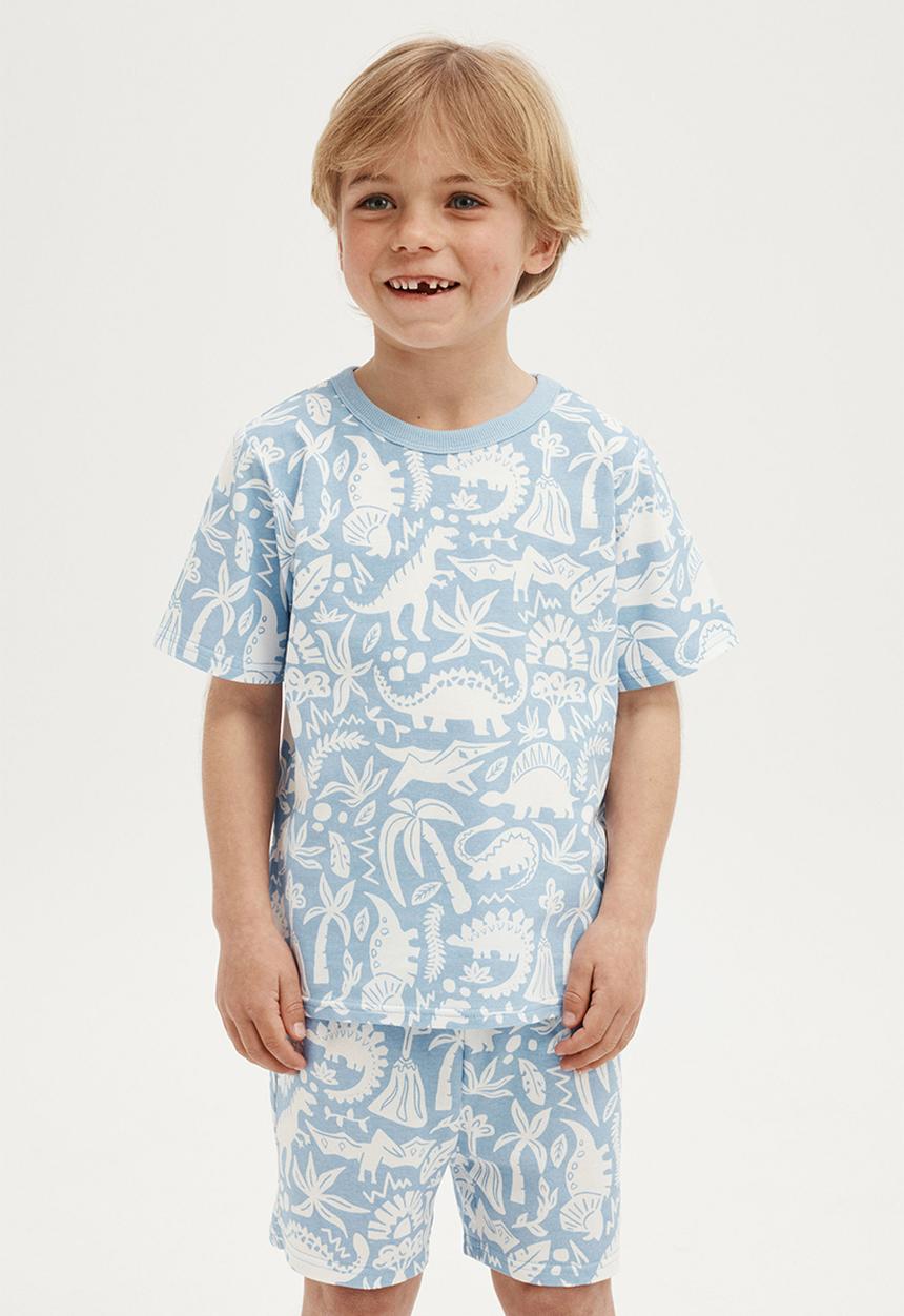 Cotton On - Jordan short sleeve pyjama set - dusk blue/dino fields