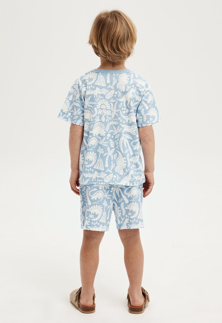 Cotton On - Jordan short sleeve pyjama set - dusk blue/dino fields