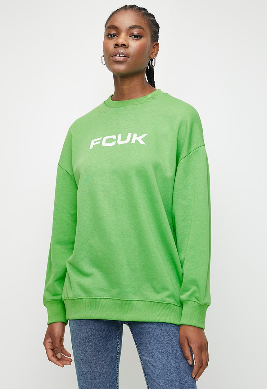 French Connection - Fcuk Oversized Sweater - Poise Green & White