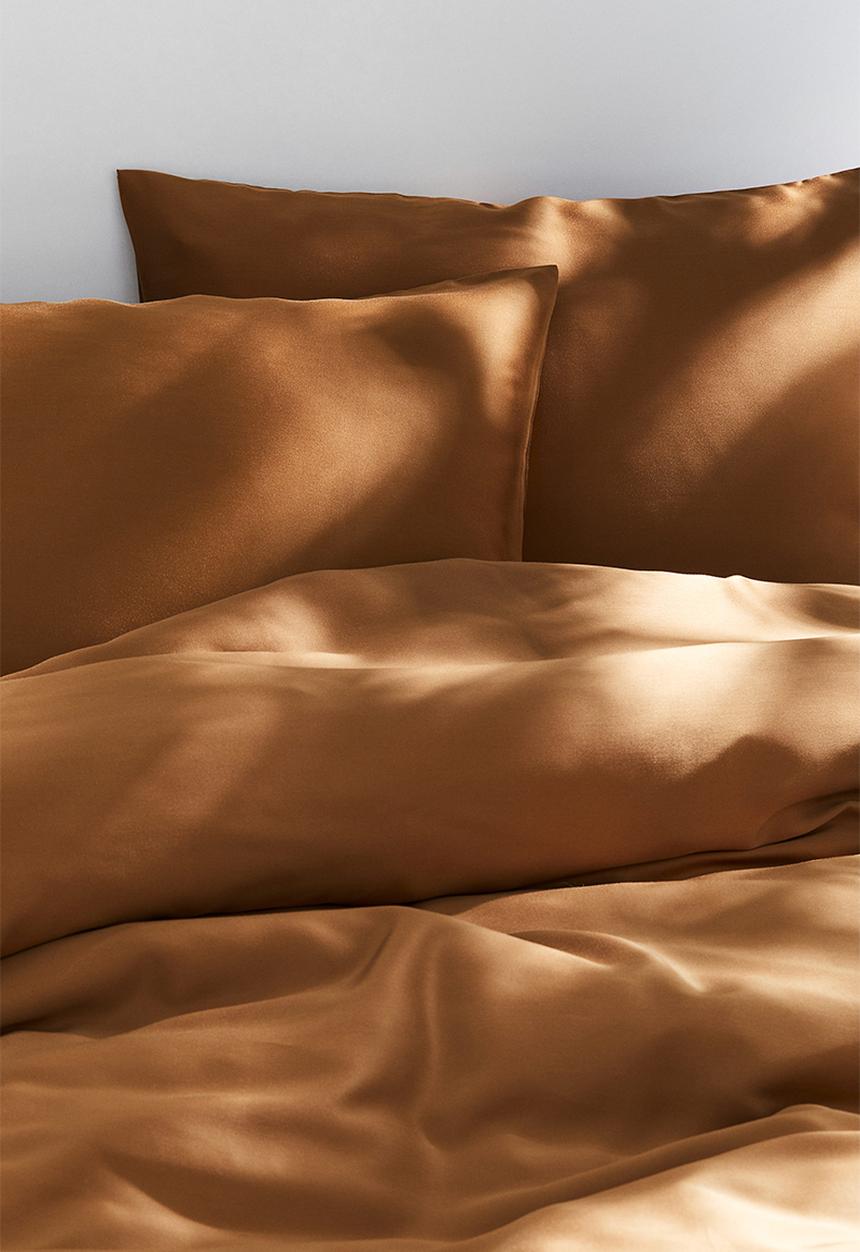 H&M - Satin double/king duvet cover set - brown