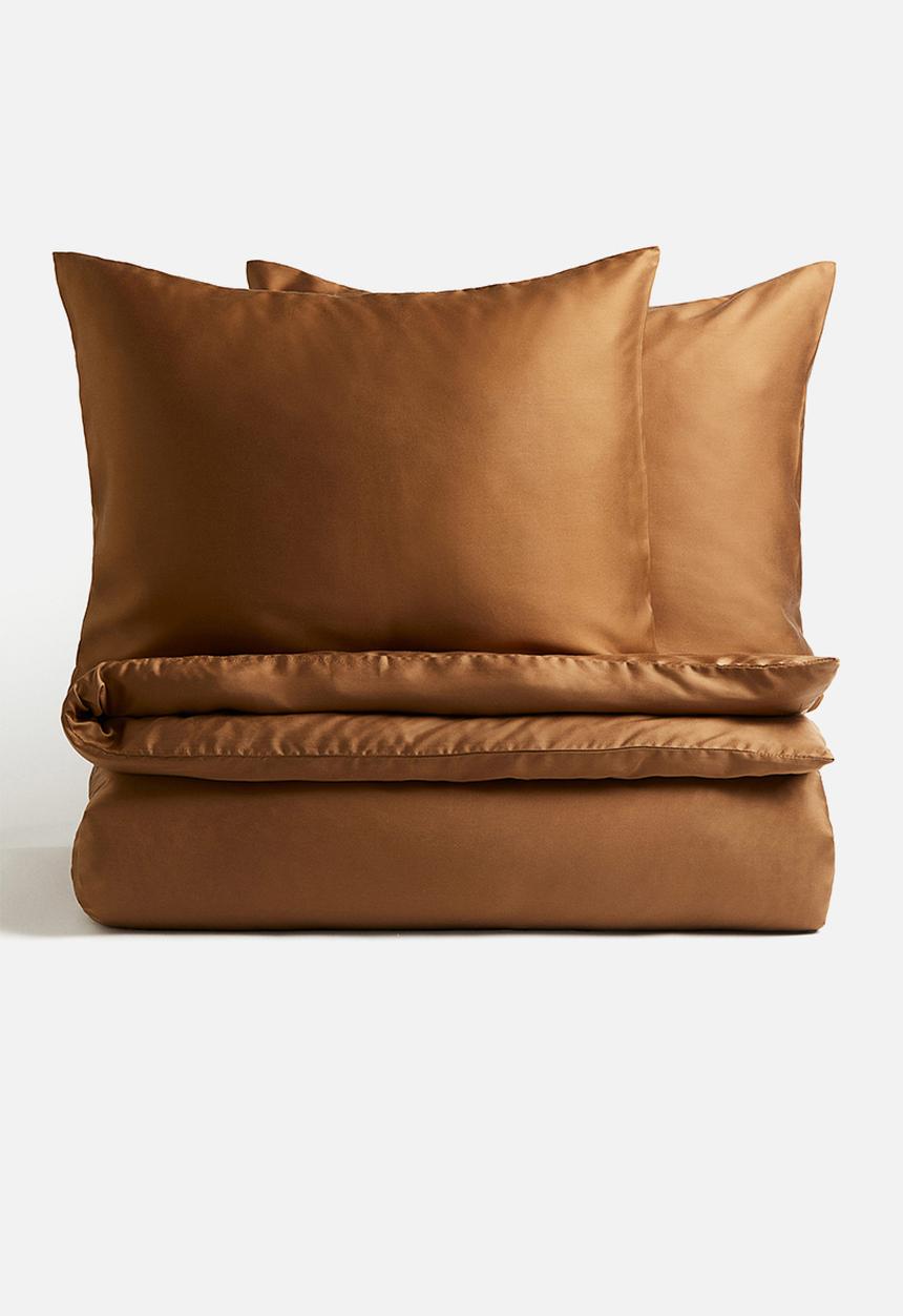 H&M - Satin double/king duvet cover set - brown