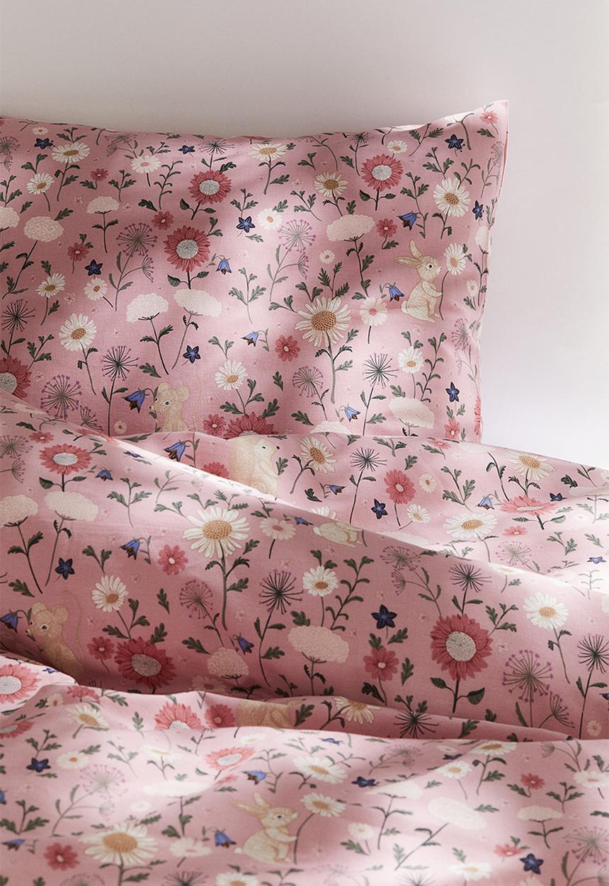 H&M - Patterned single duvet cover set - light pink patterned