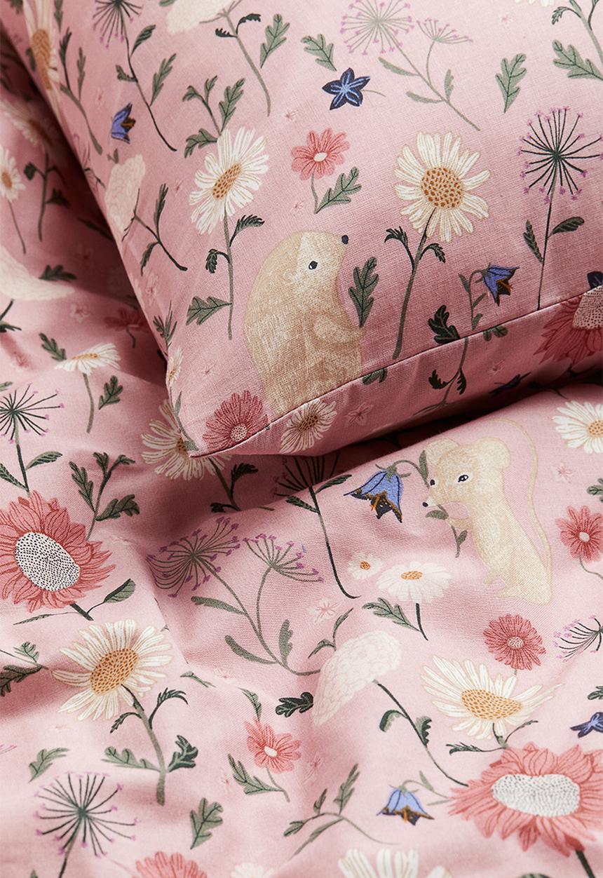 H&M - Patterned single duvet cover set - light pink patterned