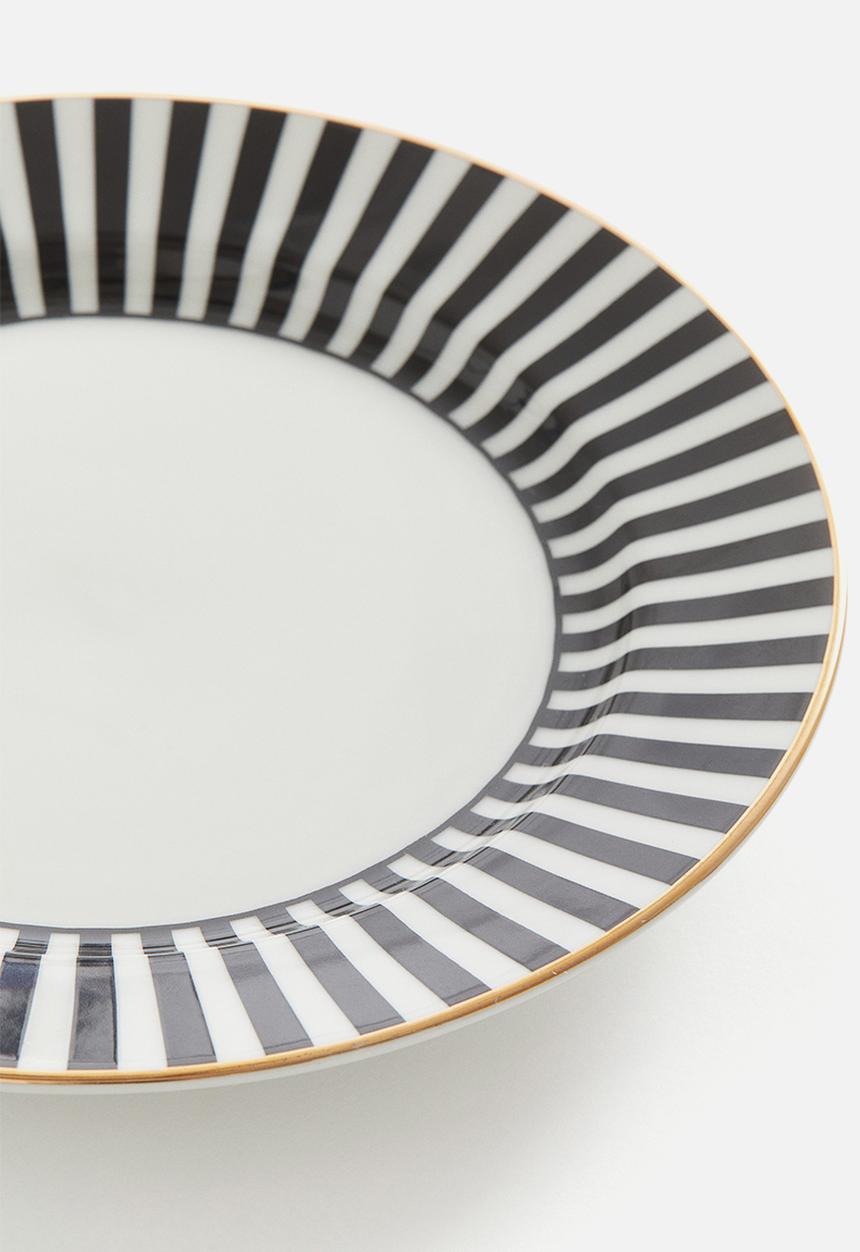 H&M - Porcelain medium plate - black striped